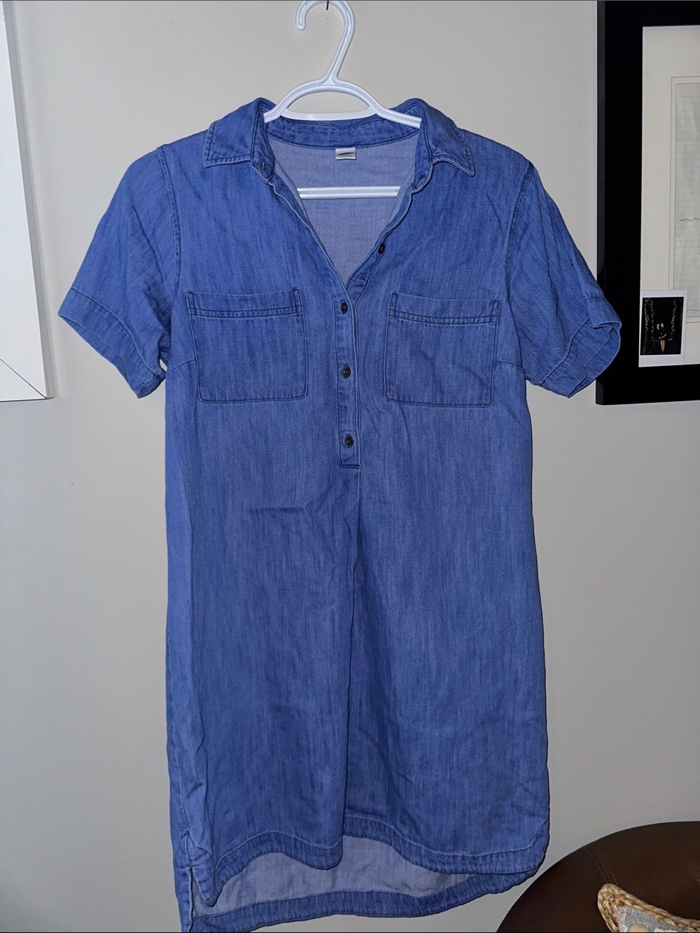 Old Navy Blue Denim-Style Shirt Dress